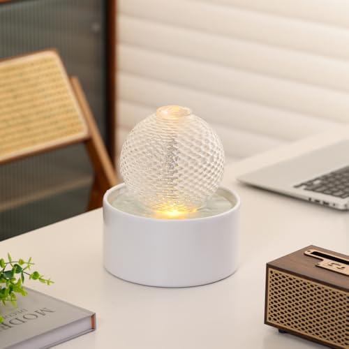 Modern Ceramic Tabletop Water Fountain for Home and Office Decor