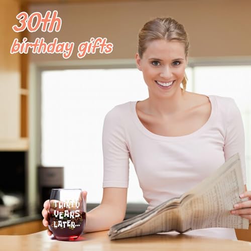 30th Birthday Wine Glass for Women - 17 OZ Funny & Elegant Gift for Her, Mom, Wife, Daughter, Sister, Friend - Futtumy