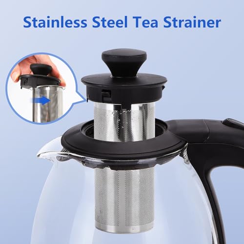 1L Electric Glass Kettle with Tea Infuser and Keep Warm Function