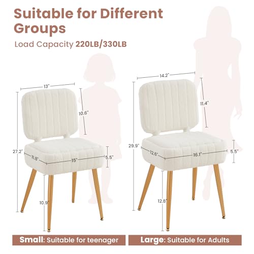 Teddy Velvet Vanity Chair with Hidden Storage and Folding Back, White