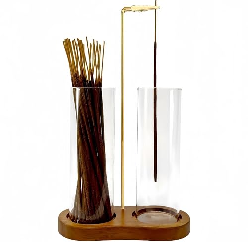 Upside Down Incense Stick Burner with Glass Ash Catcher & Storage