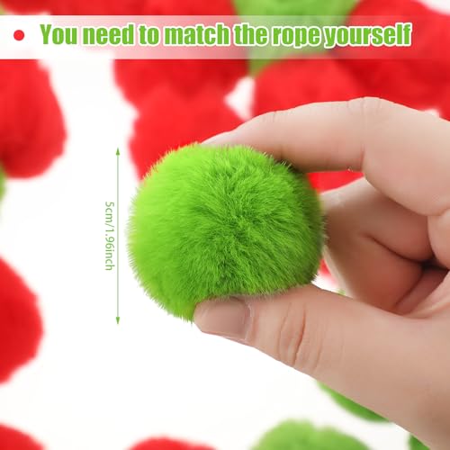 Willbond 60 Pcs Lime Green Red Furry Christmas Ornaments 2" Tree