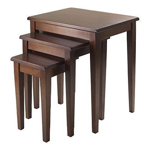 Set of 3 Nesting Accent Tables, Solid Wood Stackable Tables in Walnut