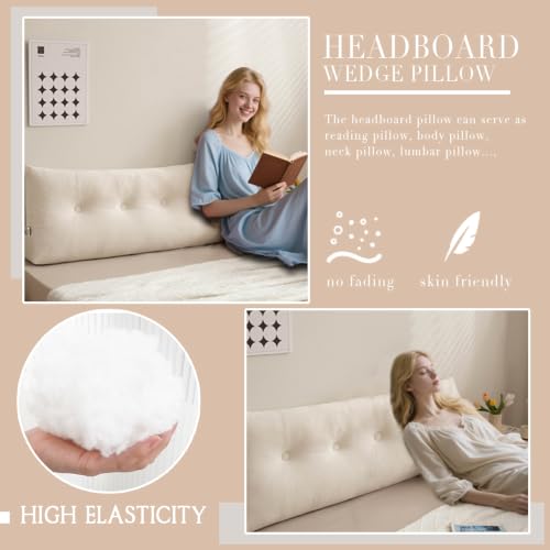 Wedge Headboard Pillow Twin XL - Plush Velvet Support Cushion