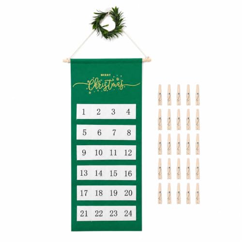 HDLJIAL Christmas Advent Calendar with 24 Pockets Wall Display