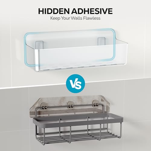 Clear Adhesive Shower Caddy 5-Piece Organizer Set No-Drill Rustproof
