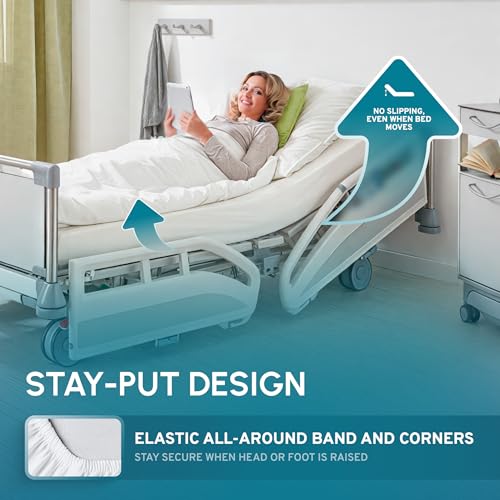3-Piece Hospital Fitted Bed Sheet Set, 36x80x9 Inch, Soft Cotton Blend
