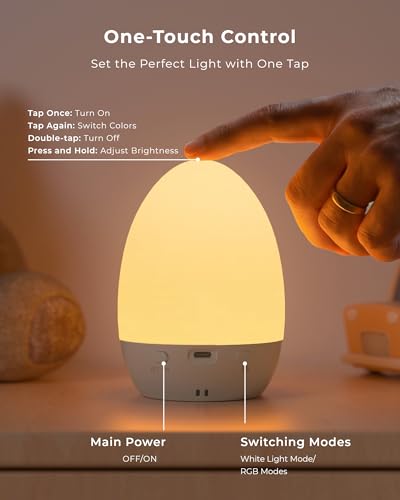 Rechargeable Baby Night Light - Dimmable Touch Control Nursery Egg Light