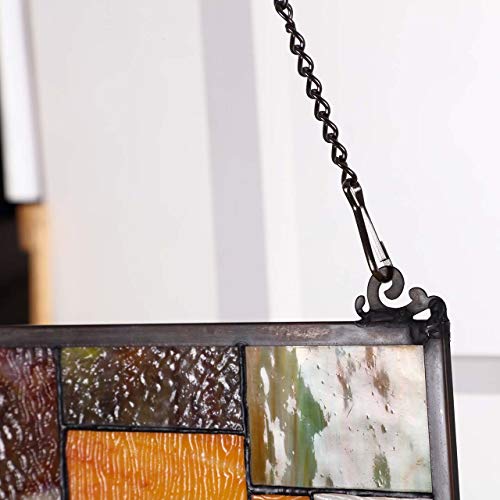 Geometric Color Block Tiffany-Style Stained Glass Window Panel 13x24