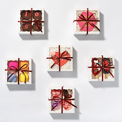 50PCS White Cookie Gift Boxes - 5x5x1.2 Inch Bakery Packaging Set - Variation of 50 / White
