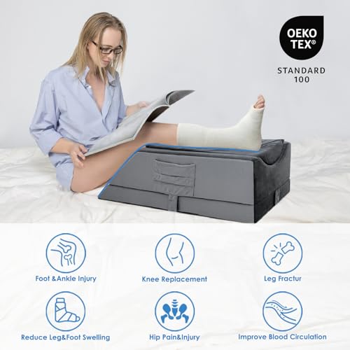 Adjustable Leg Elevation Pillow for Surgery Recovery - 4 Heights