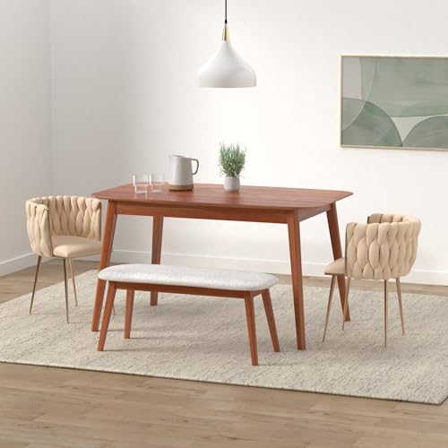 Velvet Upholstered Dining Chairs - Set of 2 with Gold Metal Legs