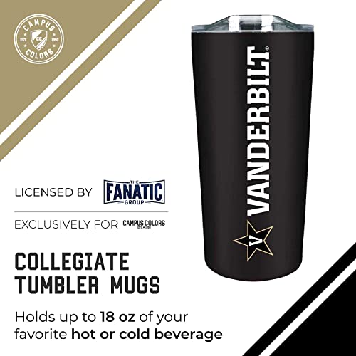 Campus Colors NCAA Stainless Steel Tumbler perfect for Gameday - 18 oz - Double Walled - Keeps Drinks Perfectly Insulated (Vanderbilt Commodores - Black)