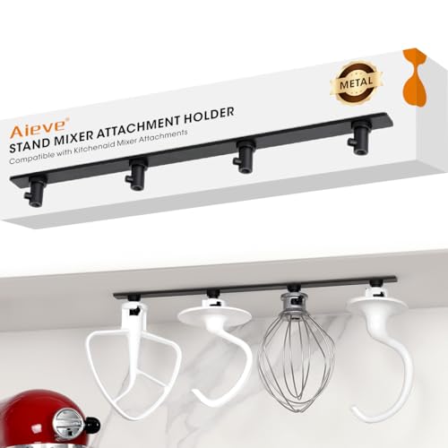 Metal Stand Mixer Attachment Holder - 4-Hook Kitchen Storage Organizer