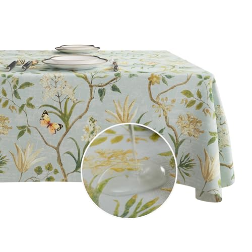 Waterproof Vinyl Rectangle Tablecloth 52x70 - Leaf Pattern Wipe Clean