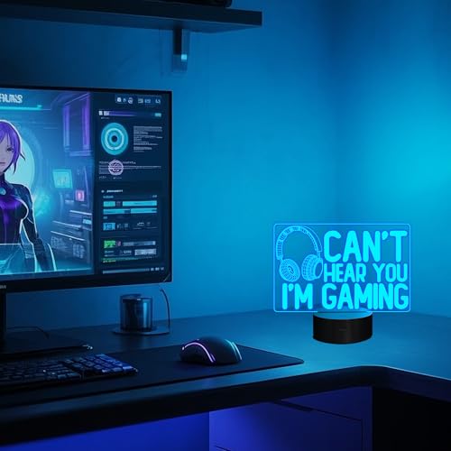 3D Gaming Night Light, Headset Pattern LED Illusion Lamp with Remote Control
