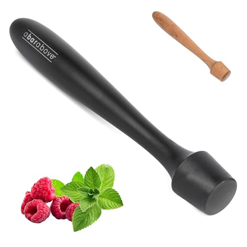Black Plastic Muddler for Cocktails, 12-Inch Long Ergonomic Bar Tool