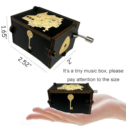 Engraved Wooden Hand Crank Music Box - Decorative Keepsake Gift