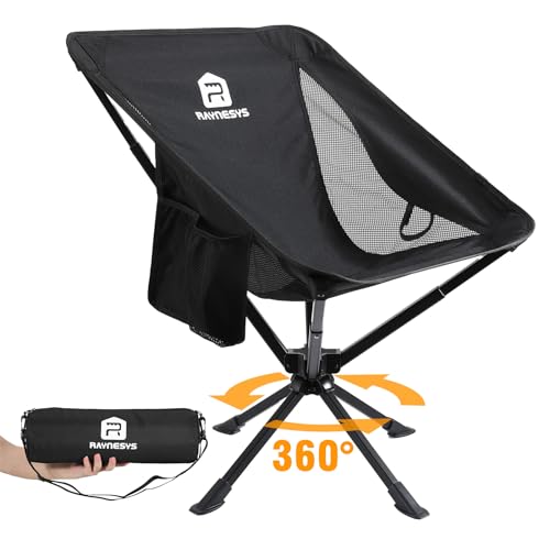 Portable Swivel Camping Chair, Lightweight Folding Chair for Hiking & Travel