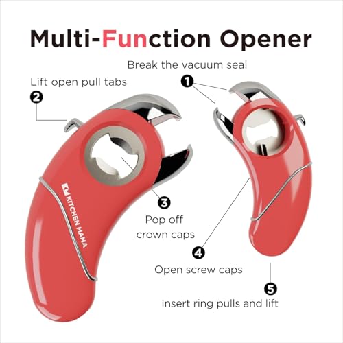 Kitchen Mama Epic One Multifunction Jar & Bottle Opener - Red