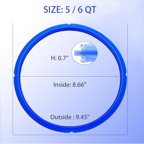 4-Pack 6 Qt Silicone Sealing Rings with Float Valve Seals for Pressure Cookers
