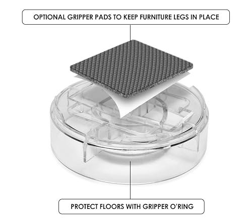 Adjustable Bed Risers - 1 Inch Height, Set of 8, Clear Heavy Duty