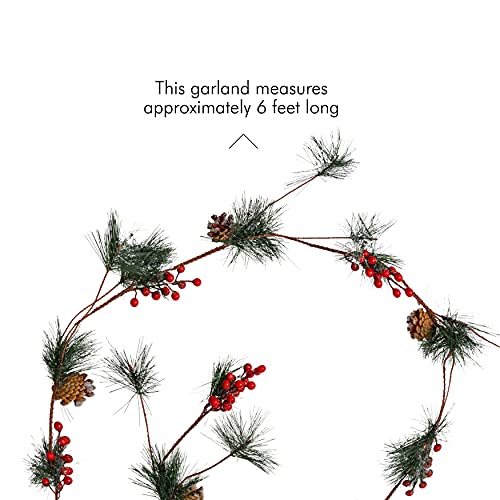 Pine and Berries Garland - Needles, Pinecone Berry Rustic Xmas