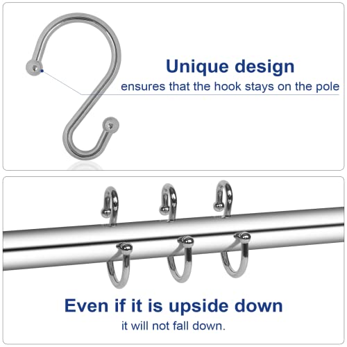 Rust-Proof S-Shaped Metal Shower Curtain Hooks - Chrome, Set of 12