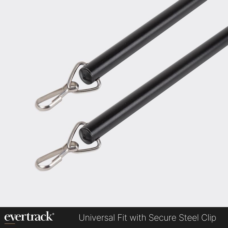 Aluminum Curtain Wand - 48-Inch Drapery Pull Rod, Metallic Black (2 Pack)