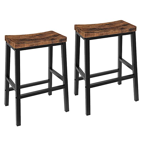 Industrial Saddle Bar Stools - 23.6 Inch Counter Height Set of 2