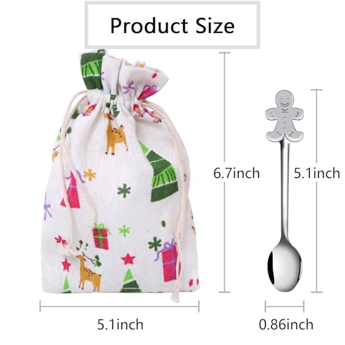 Aneco 24-Piece Christmas Mini Spoon Set Stainless Steel Coffee Tea Spoons with Storage Bag