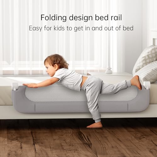 UPGOGO Folding Toddler Bed Rail - 71" Extra Long Safety Guard Rail, Grey