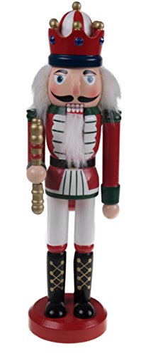 Clever Creations White King 10-Inch Traditional Wooden Nutcracker - Festive Christmas Decor for Shelves & Tables