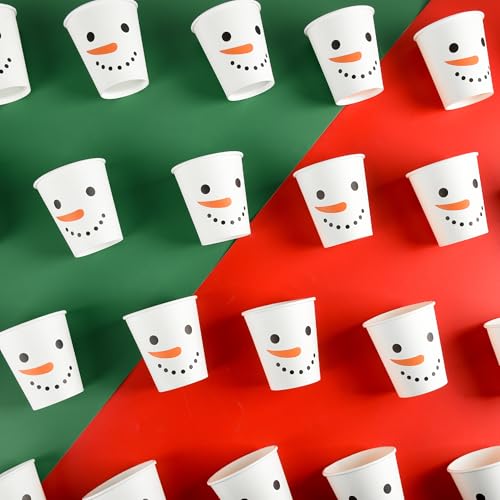 AimFun 100-Pack 9oz Snowman Christmas Cups Disposable Party Cups