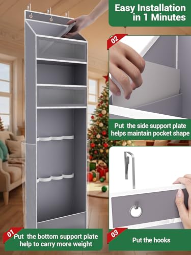 Over Door Wrapping Paper Organizer Hanging Gift Wrap Storage Holder Bag