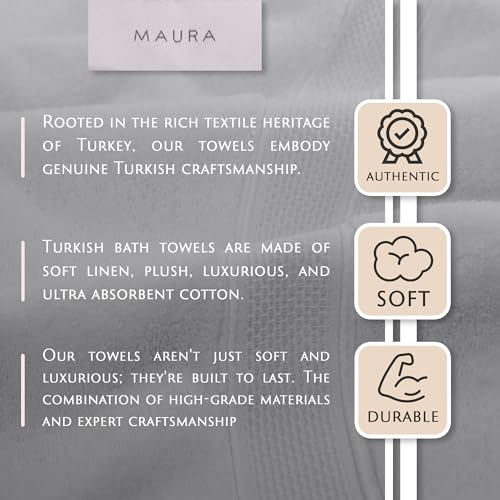 Extra Large Turkish Cotton Bath Towels - 4 Piece Set, 30x56 Inches