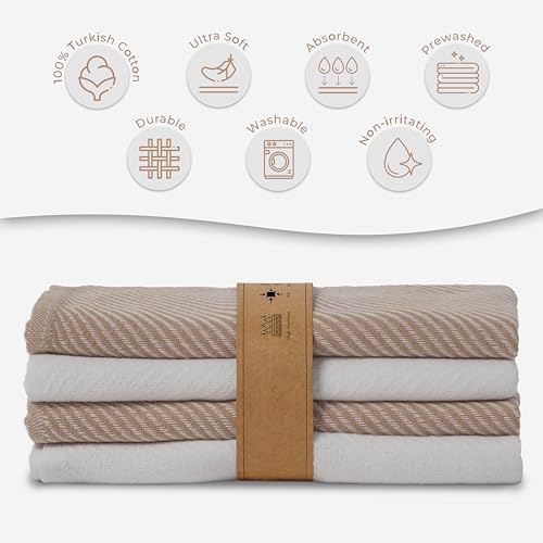 Boho Kitchen Towels Set - 4 Pack, 20" x 30" Absorbent Dish Drying Cloths
