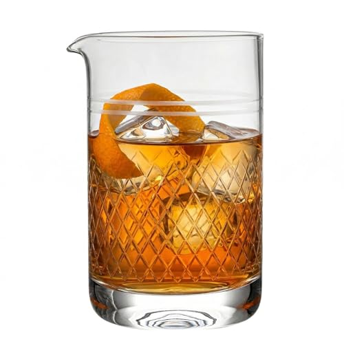 30 oz Crystal Cocktail Mixing Glass with Spout, Diamond Cut Design