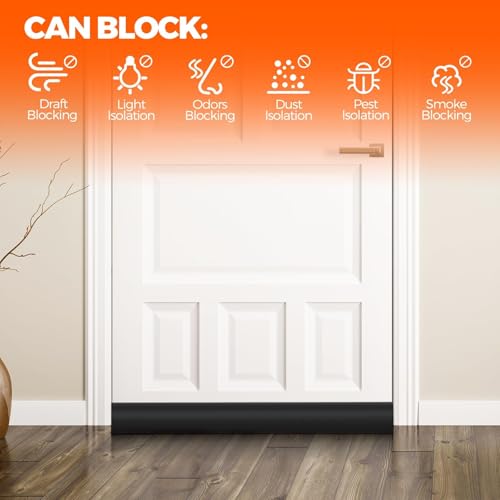Adjustable Door Draft Stopper - Under Door Sweep & Weather Stripping, Black