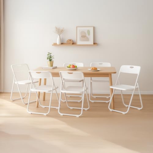 10-Pack White Folding Chairs, Lightweight Steel Frame Portable Event Seating