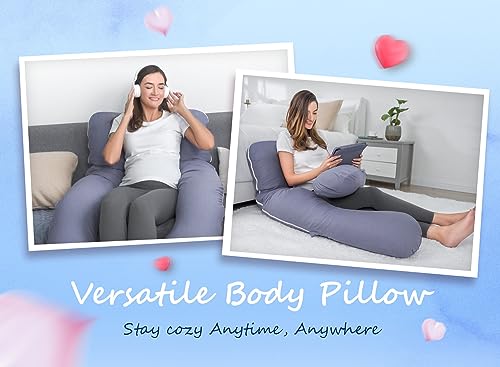 QUEEN ROSE 55" U-Shaped Pregnancy Body Pillow with Cooling Silky Cover