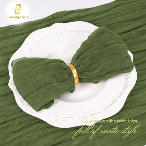 120 Pack Olive Green Cheesecloth Napkins, 20x20 Rustic Gauze Table Napkins