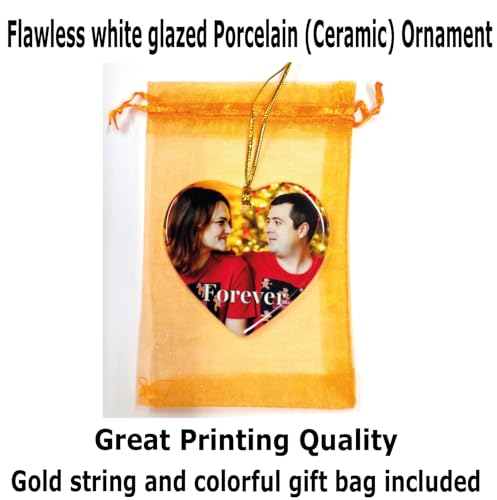 Personalized Heart Ceramic Ornament with Custom Photo and Text