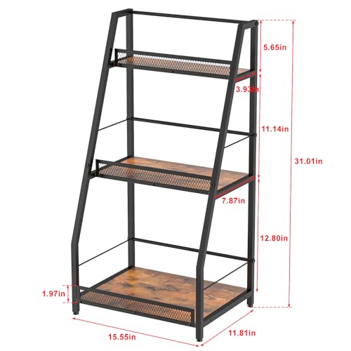 3-Tier Stepped Liquor Display Stand - Freestanding Wood & Iron Wine Rack