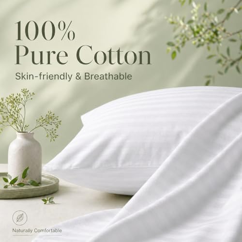 100% Cotton Pillow Protectors with Zipper, Standard Size, 4-Piece Set