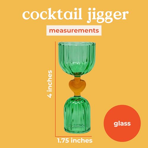 Ban.do Green & Orange Glass Cocktail Jigger - Double Shot Measuring Tool
