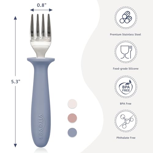 Toddler Forks 6-Piece Set with Silicone Handle Stainless Steel