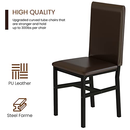 5-Piece Modern Dining Table Set for 4 with Faux Marble Top and Chairs