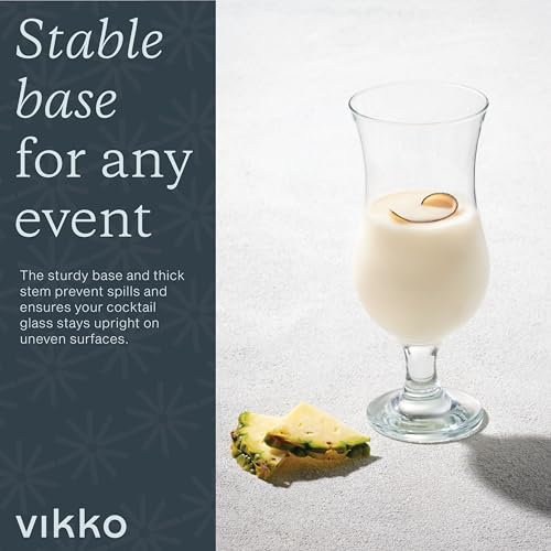Vikko Hurricane Glasses Set of 4, 13.25 oz Tropical Cocktail & Drinkware