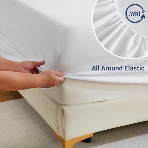 Full Size Fitted Sheets 6-Pack, Microfiber 15-inch Deep Pocket, White